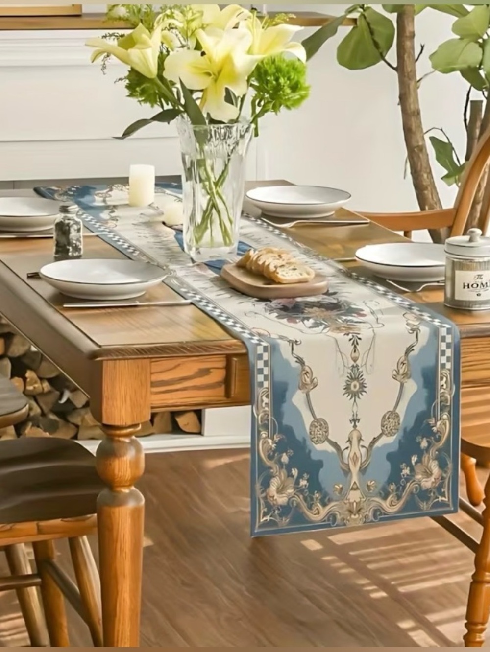 Religious Virgin Mary Table Runner Catholic Blue Our Lady of Lourdes Protection